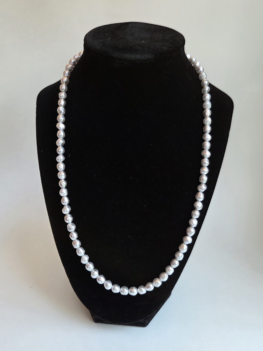 Vintage Baroque Silver Pearl Necklace